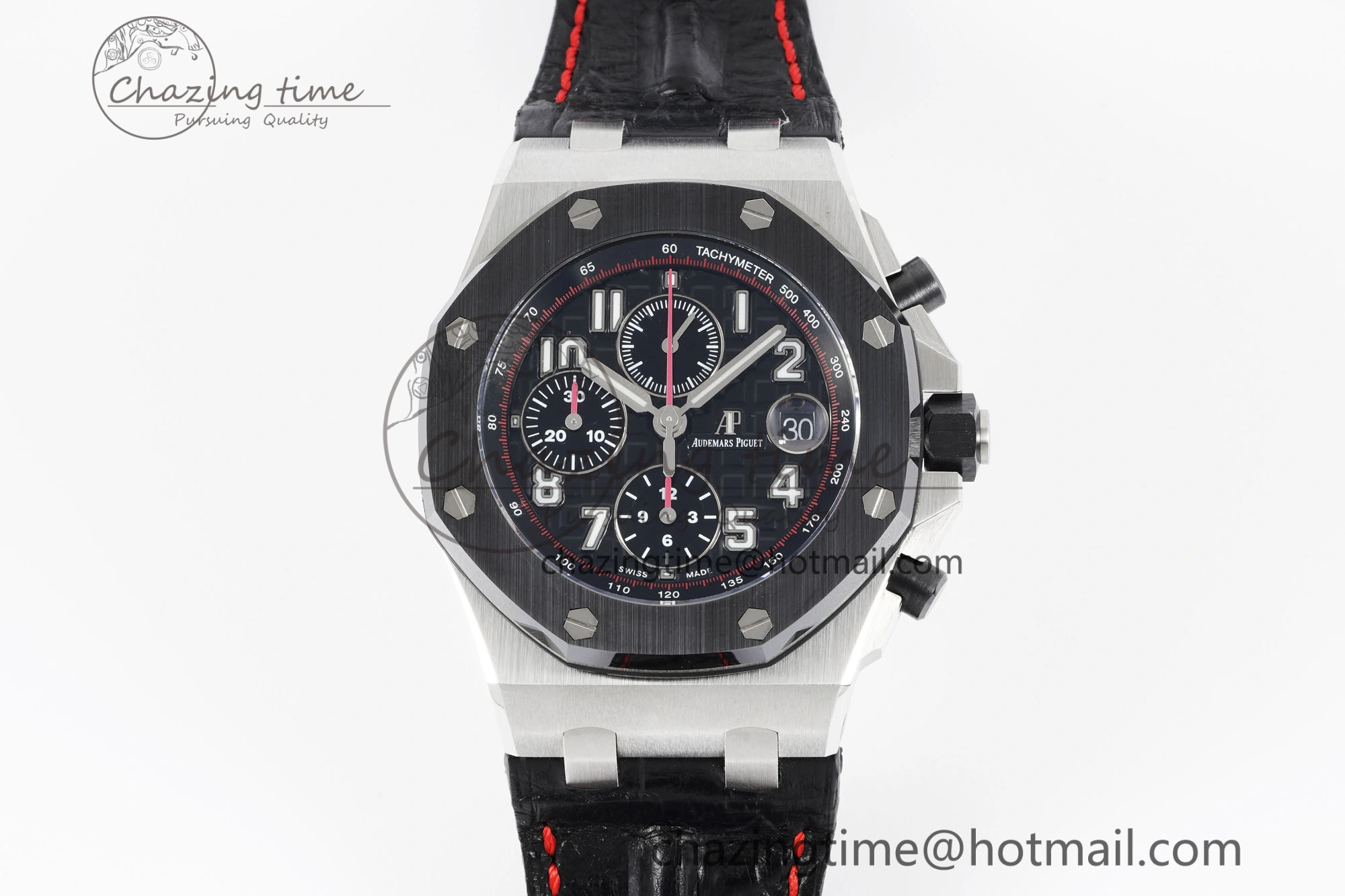 Royal Oak Offshore JJF 1:1 Best Edition “Dark Knight” on Black Red Leather Strap A3126