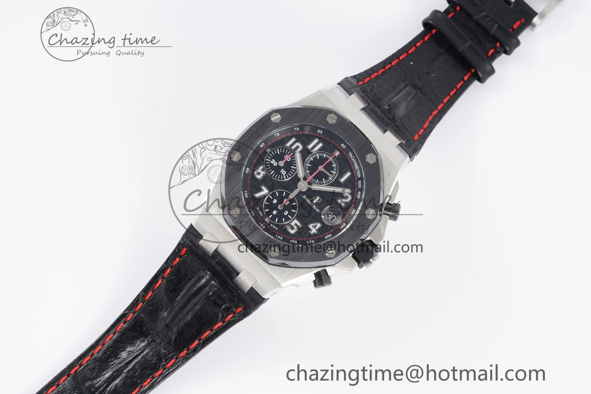 Royal Oak Offshore JJF 1:1 Best Edition “Dark Knight” on Black Red Leather Strap A3126