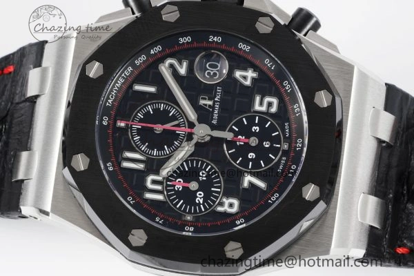 Royal Oak Offshore JJF 1:1 Best Edition “Dark Knight” on Black Red Leather Strap A3126
