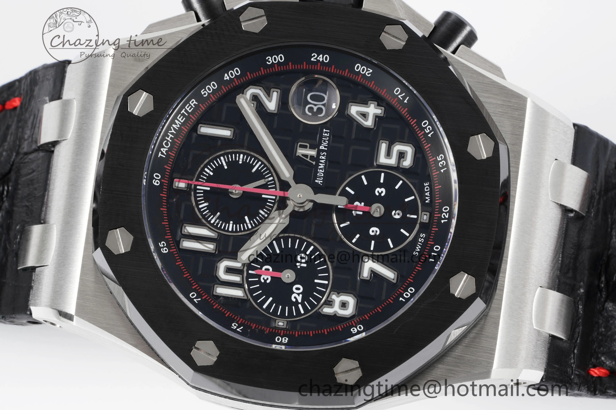 Royal Oak Offshore JJF 1:1 Best Edition “Dark Knight” on Black Red Leather Strap A3126