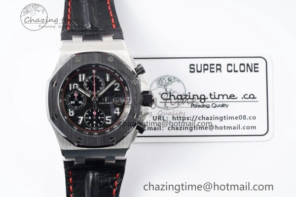 Royal Oak Offshore JJF 1:1 Best Edition “Dark Knight” on Black Red Leather Strap A3126