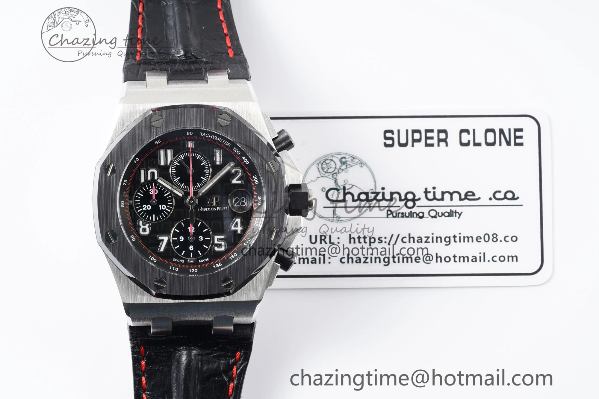 Royal Oak Offshore JJF 1:1 Best Edition “Dark Knight” on Black Red Leather Strap A3126