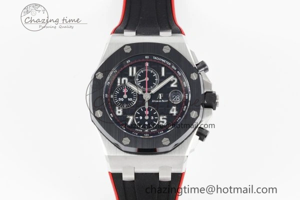 Royal Oak Offshore JJF 1:1 Best Edition “Dark Knight” on Black Red Rubber Strap A3126