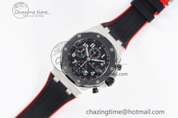Royal Oak Offshore JJF 1:1 Best Edition “Dark Knight” on Black Red Rubber Strap A3126