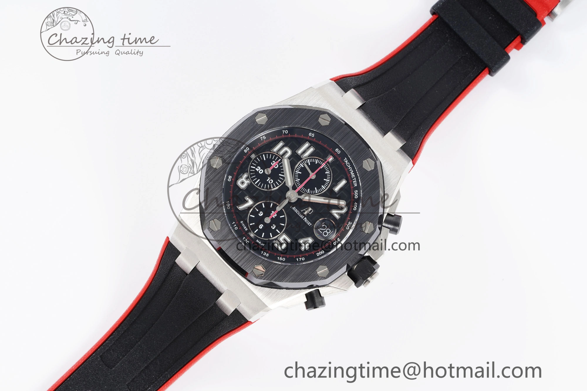 Royal Oak Offshore JJF 1:1 Best Edition “Dark Knight” on Black Red Rubber Strap A3126