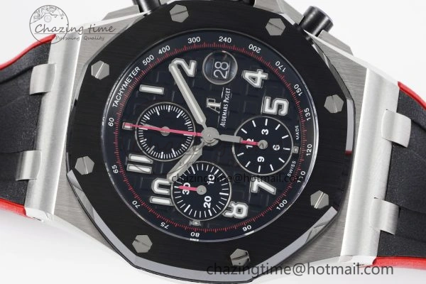 Royal Oak Offshore JJF 1:1 Best Edition “Dark Knight” on Black Red Rubber Strap A3126