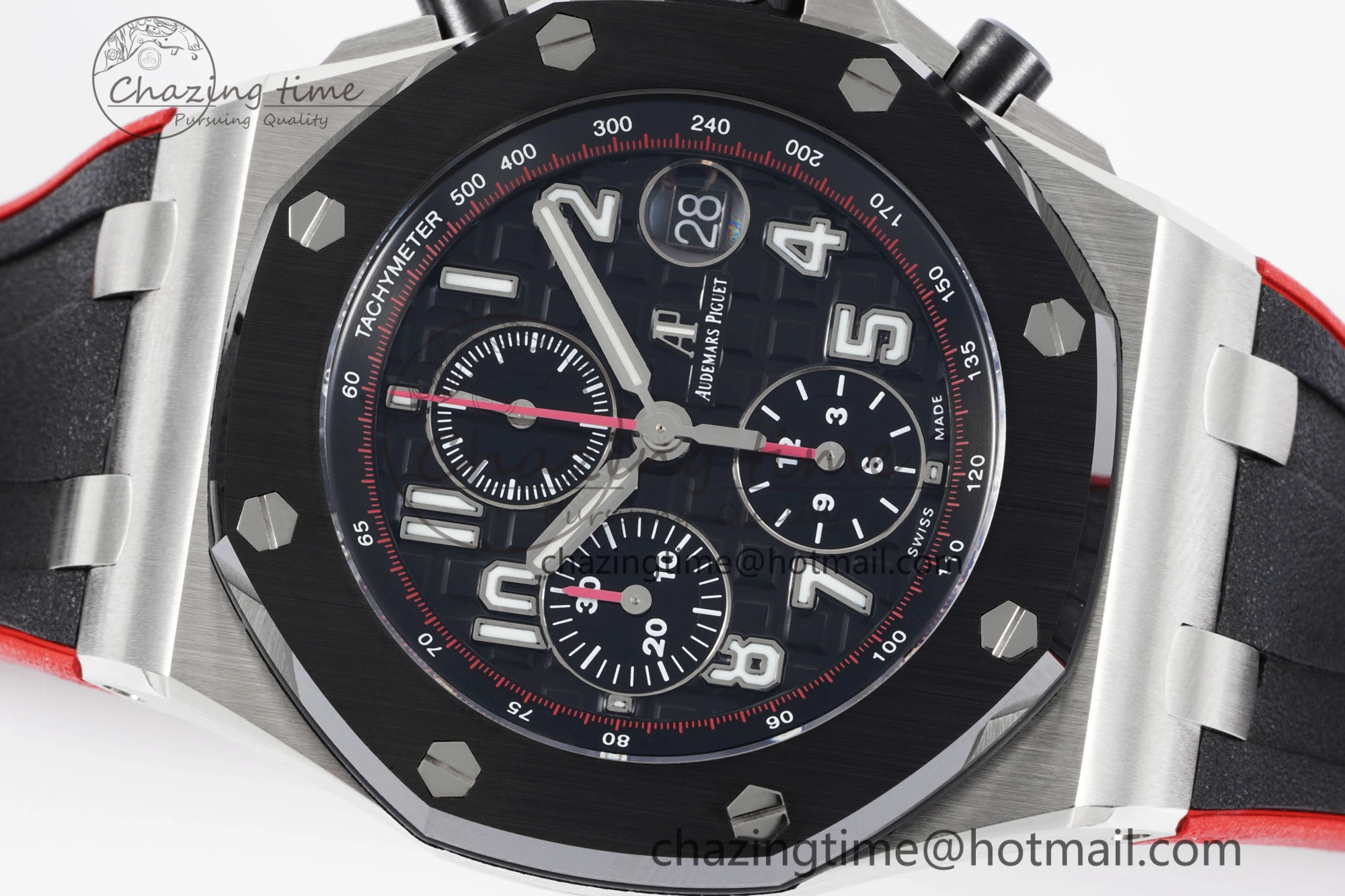 Royal Oak Offshore JJF 1:1 Best Edition “Dark Knight” on Black Red Rubber Strap A3126