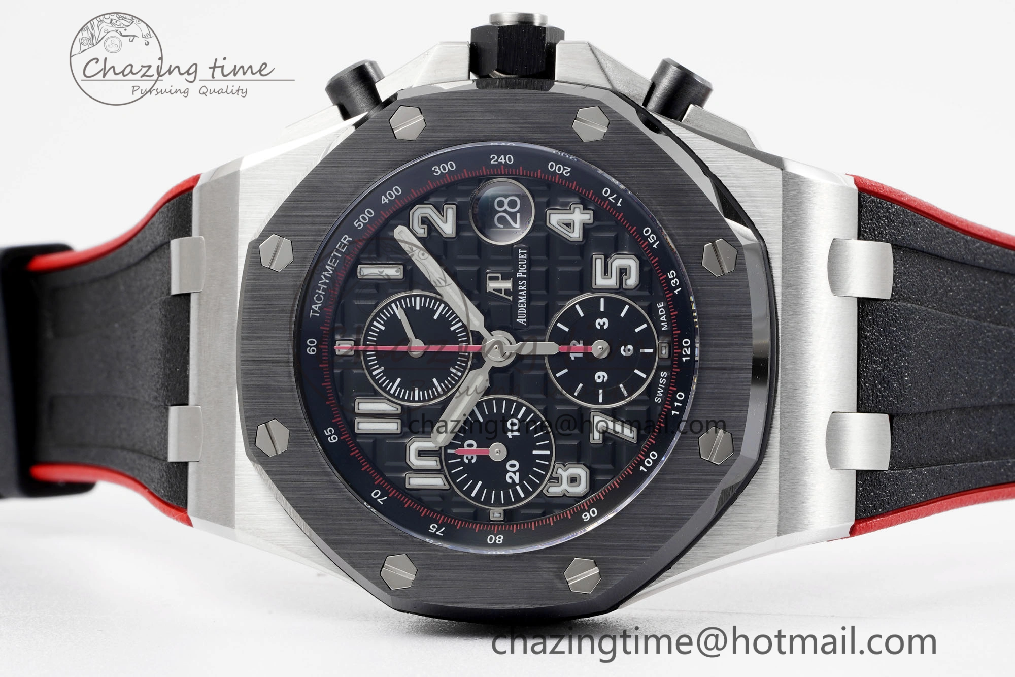 Royal Oak Offshore JJF 1:1 Best Edition “Dark Knight” on Black Red Rubber Strap A3126