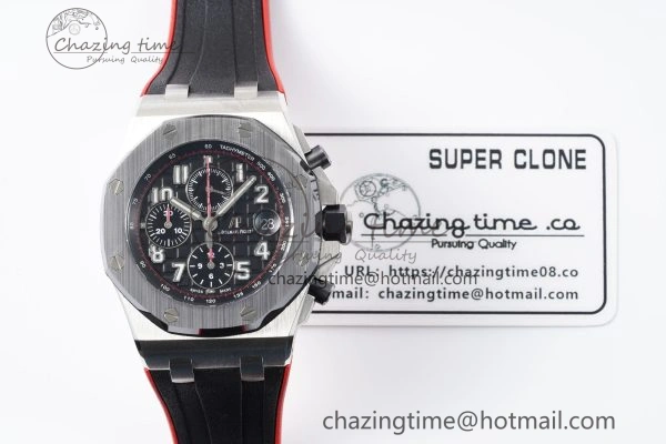 Royal Oak Offshore JJF 1:1 Best Edition “Dark Knight” on Black Red Rubber Strap A3126