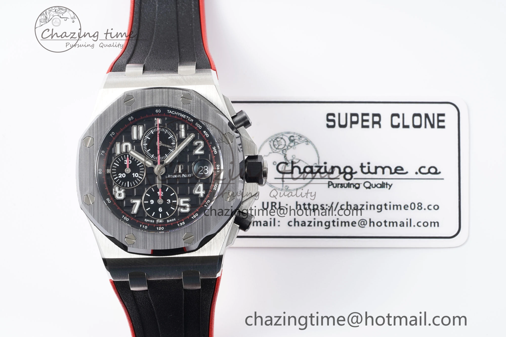 Royal Oak Offshore JJF 1:1 Best Edition “Dark Knight” on Black Red Rubber Strap A3126