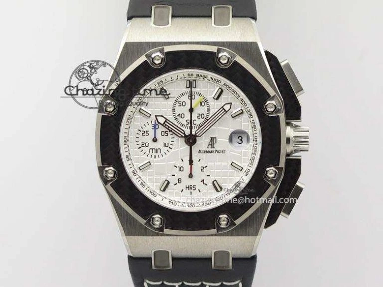 Royal Oak Offshore Juan Pablo Montoya JF Best Edition White Dial On Black Leather Strap A2226
