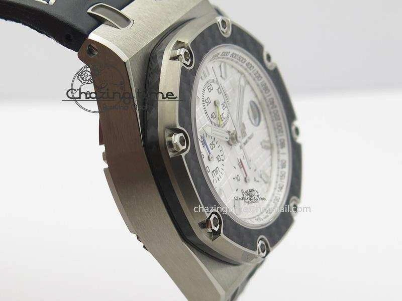 Royal Oak Offshore Juan Pablo Montoya JF Best Edition White Dial On Black Leather Strap A2226