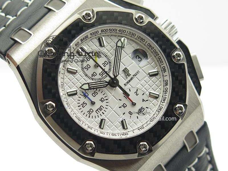 Royal Oak Offshore Juan Pablo Montoya JF Best Edition White Dial On Black Leather Strap A2226