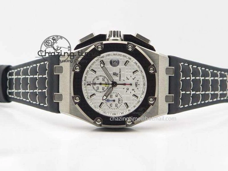 Royal Oak Offshore Juan Pablo Montoya JF Best Edition White Dial On Black Leather Strap A2226