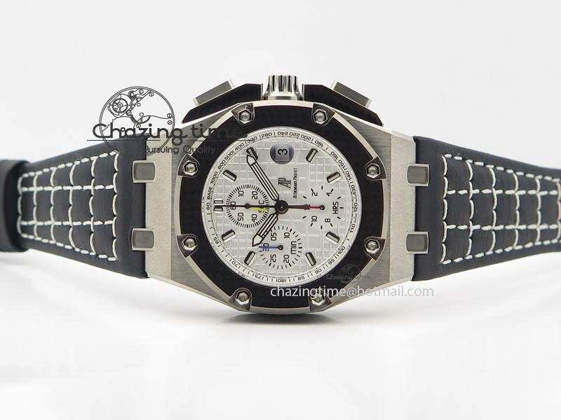 Royal Oak Offshore Juan Pablo Montoya JF Best Edition White Dial On Black Leather Strap A2226