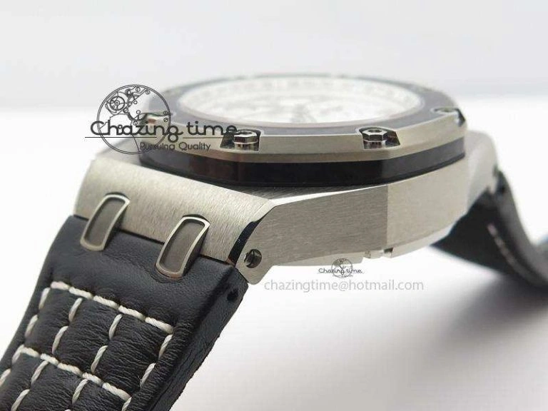 Royal Oak Offshore Juan Pablo Montoya JF Best Edition White Dial On Black Leather Strap A2226