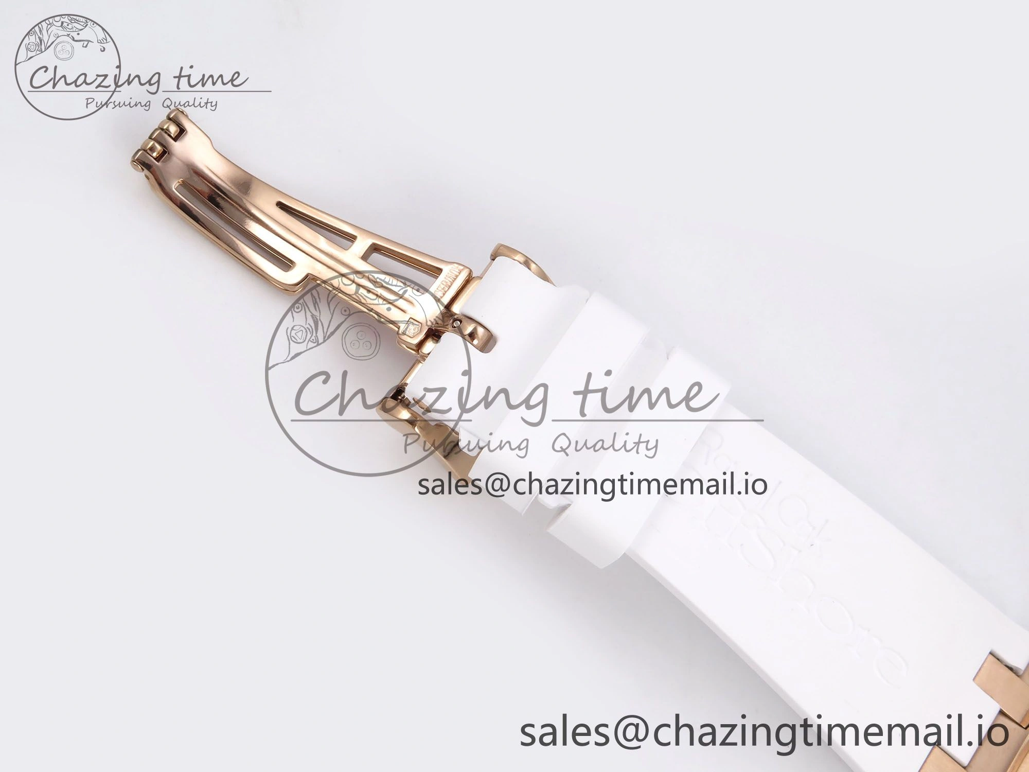 Royal Oak Offshore Ladies 33mm RG DRF Best Edition White Dial Diamonds Bezel on White Rubber Strap ETA Quartz