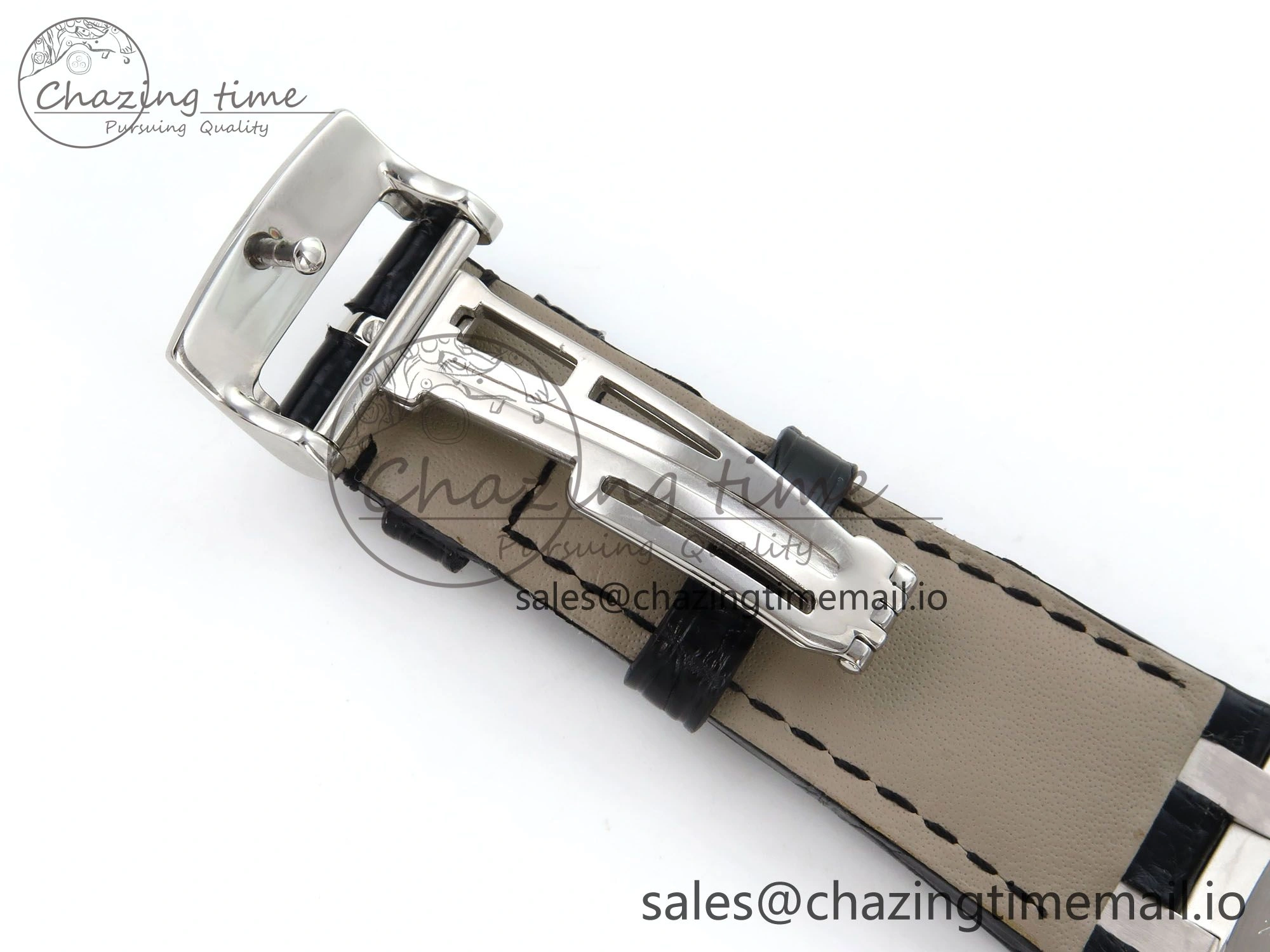 Royal Oak Offshore Ladies 33mm SS DRF Best Edition Black Dial Diamonds Bezel on Black Leather Strap ETA Quartz