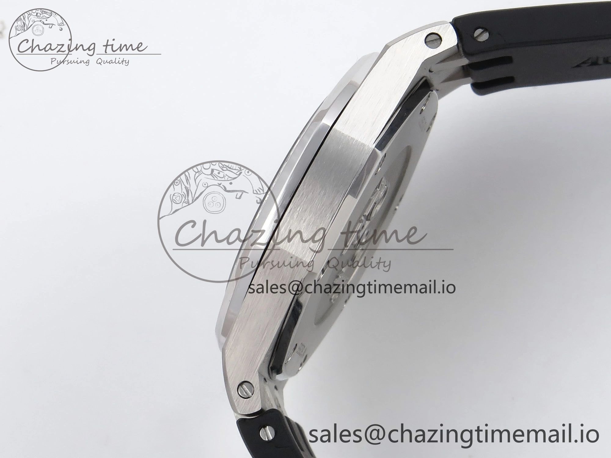 Royal Oak Offshore Ladies 33mm SS DRF Best Edition Black Dial Diamonds Bezel on Black Rubber Strap ETA Quartz
