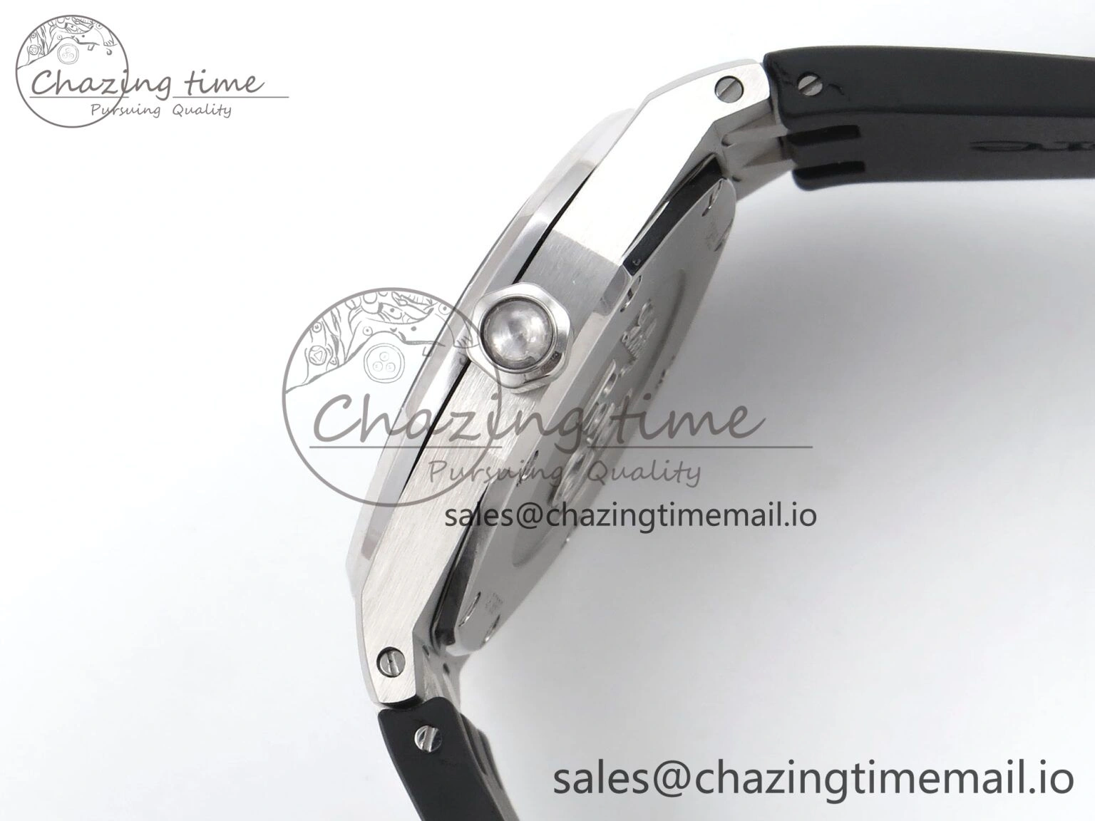 Royal Oak Offshore Ladies 33mm SS DRF Best Edition Black Dial Diamonds Bezel on Black Rubber Strap ETA Quartz