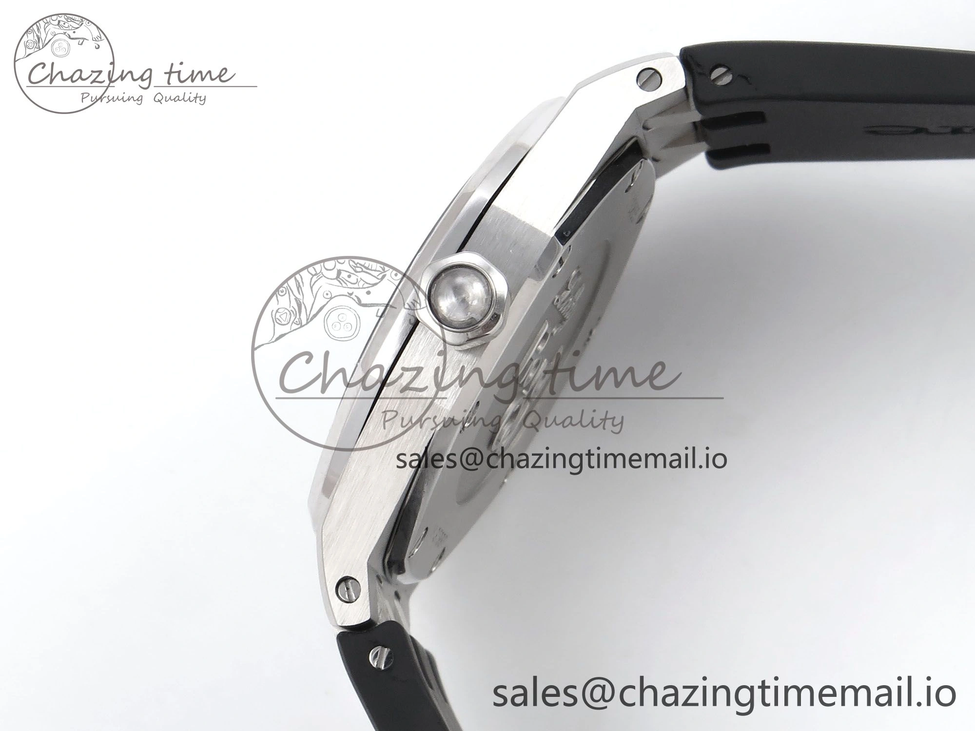 Royal Oak Offshore Ladies 33mm SS DRF Best Edition Black Dial Diamonds Bezel on Black Rubber Strap ETA Quartz