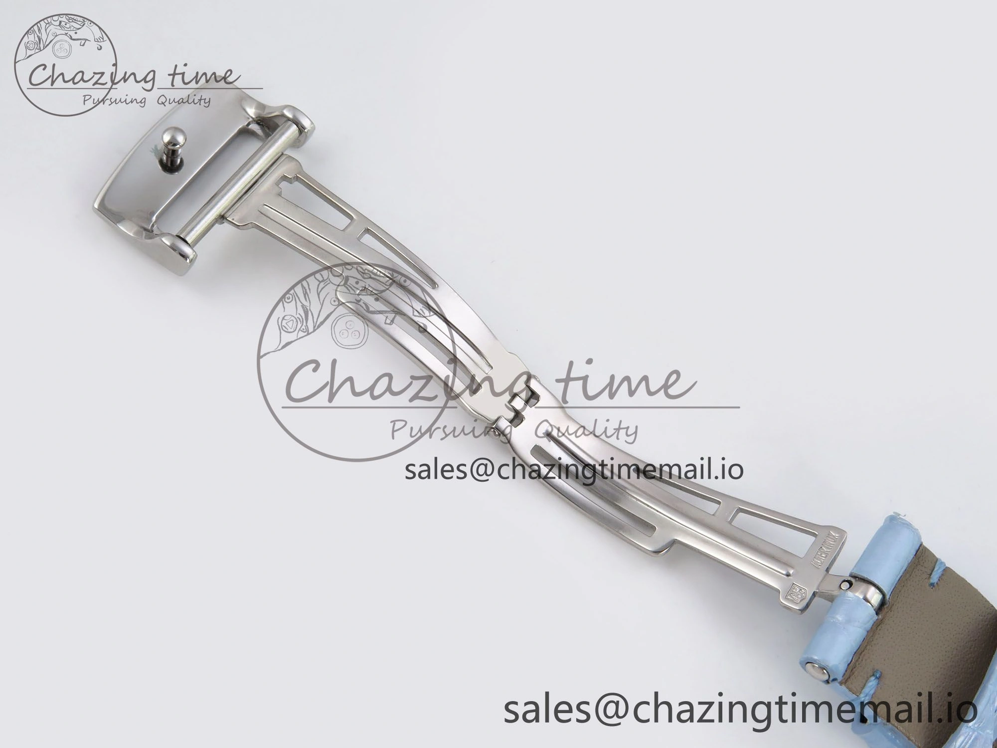 Royal Oak Offshore Ladies 33mm SS DRF Best Edition Blue Dial Diamonds Bezel on Blue Leather Strap ETA Quartz