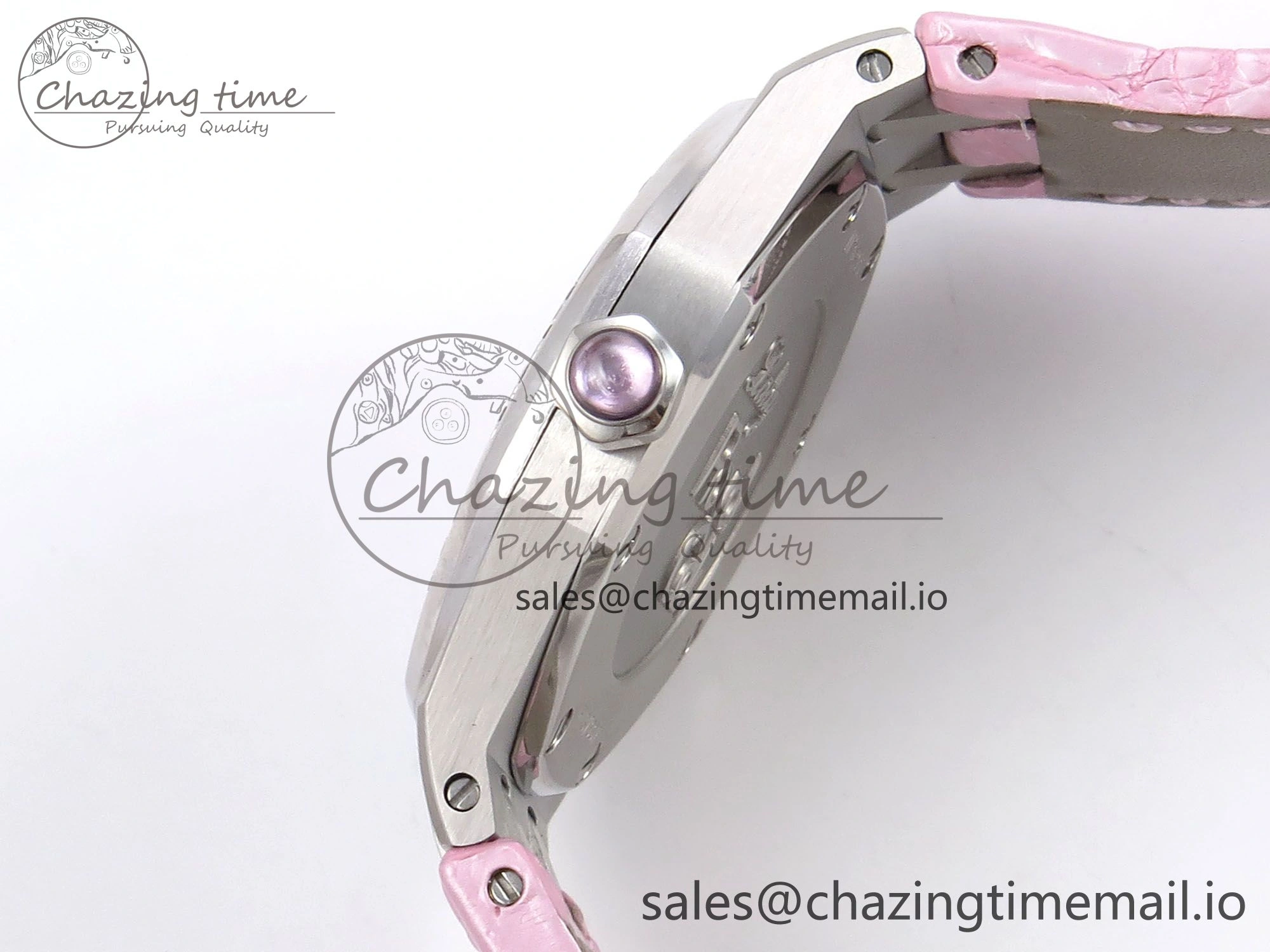 Royal Oak Offshore Ladies 33mm SS DRF Best Edition Pink Dial Diamonds Bezel on Pink Leather Strap ETA Quartz