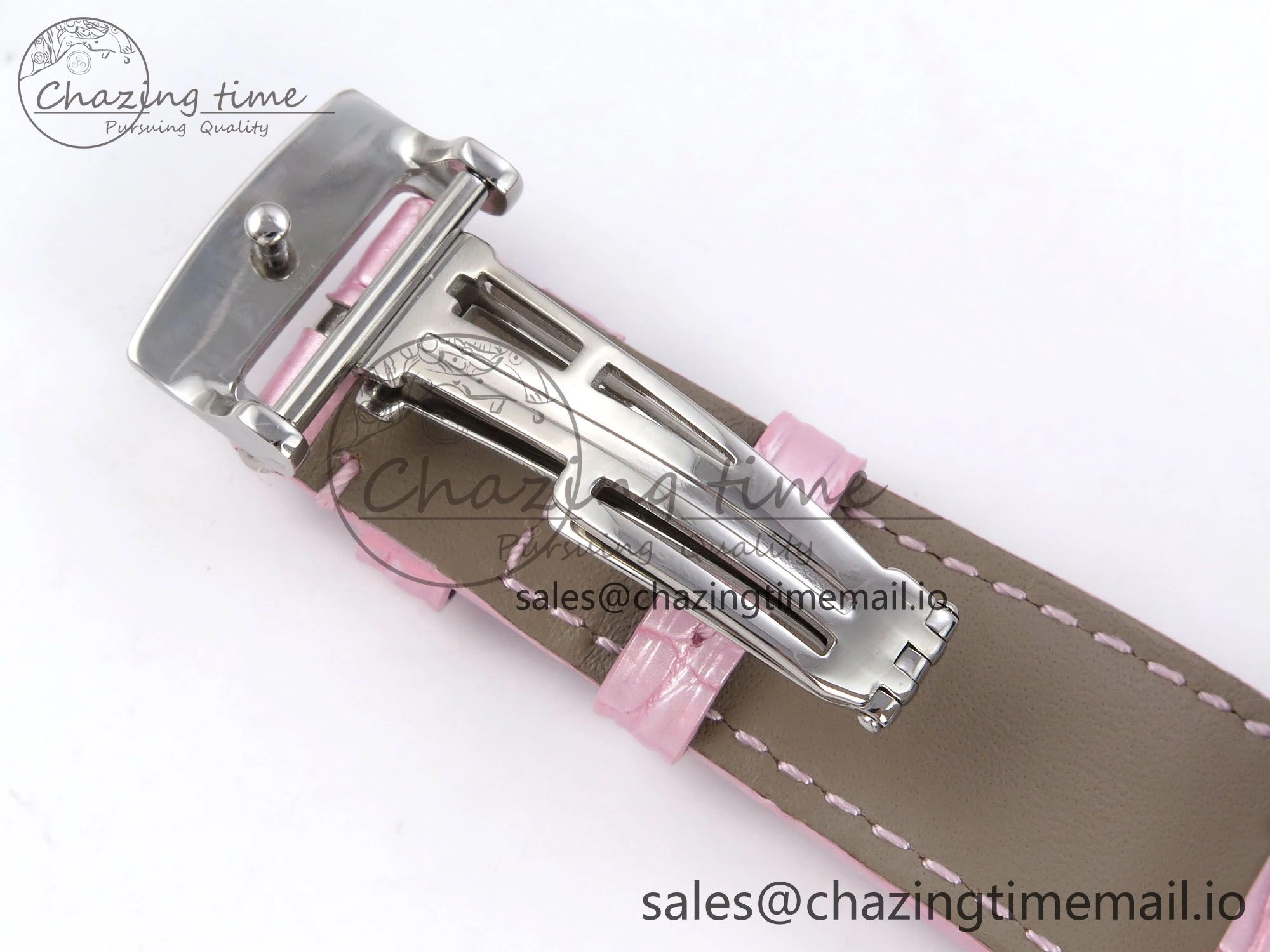 Royal Oak Offshore Ladies 33mm SS DRF Best Edition Pink Dial Diamonds Bezel on Pink Leather Strap ETA Quartz