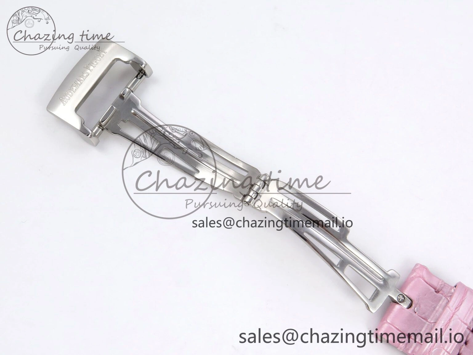 Royal Oak Offshore Ladies 33mm SS DRF Best Edition Pink Dial Diamonds Bezel on Pink Leather Strap ETA Quartz