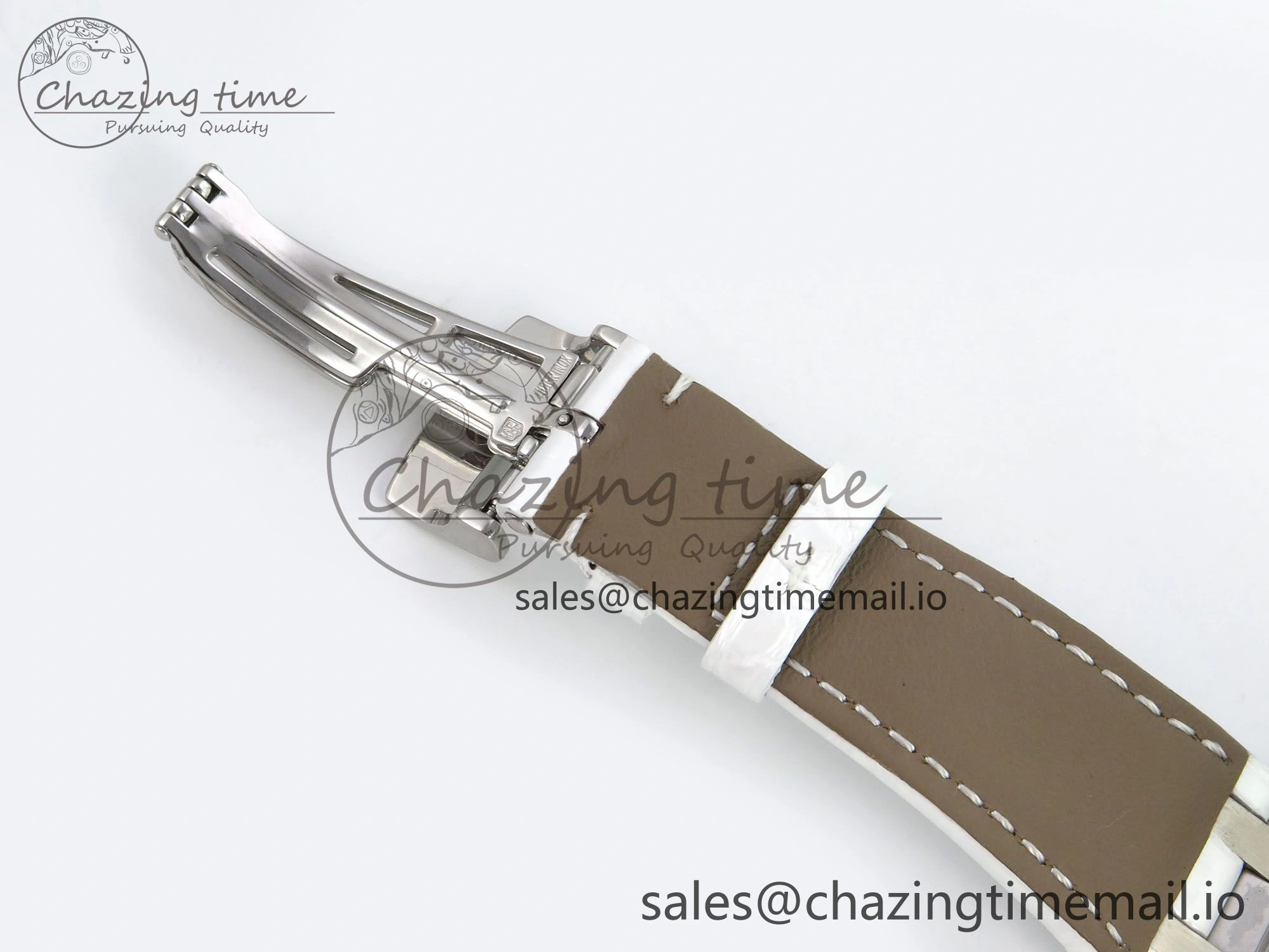 Royal Oak Offshore Ladies 33mm SS DRF Best Edition White Dial Diamonds Bezel on White Leather Strap ETA Quartz