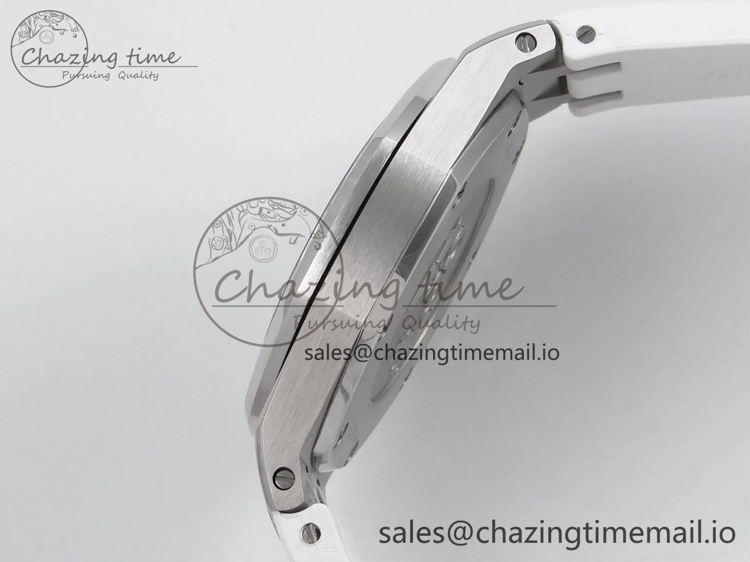 Royal Oak Offshore Ladies 33mm SS DRF Best Edition White Dial Diamonds Bezel on White Rubber Strap ETA Quartz