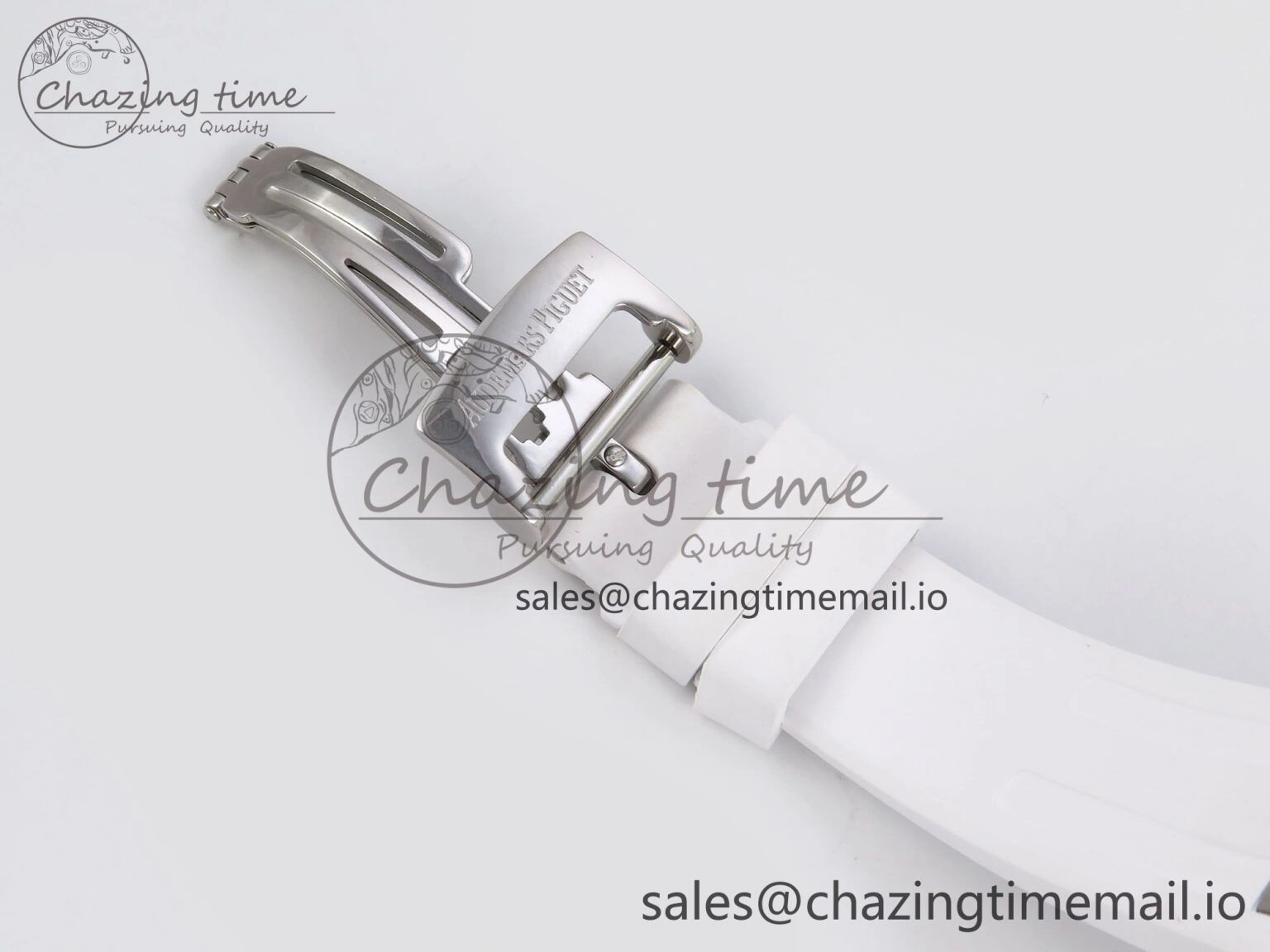 Royal Oak Offshore Ladies 33mm SS DRF Best Edition White Dial Diamonds Bezel on White Rubber Strap ETA Quartz