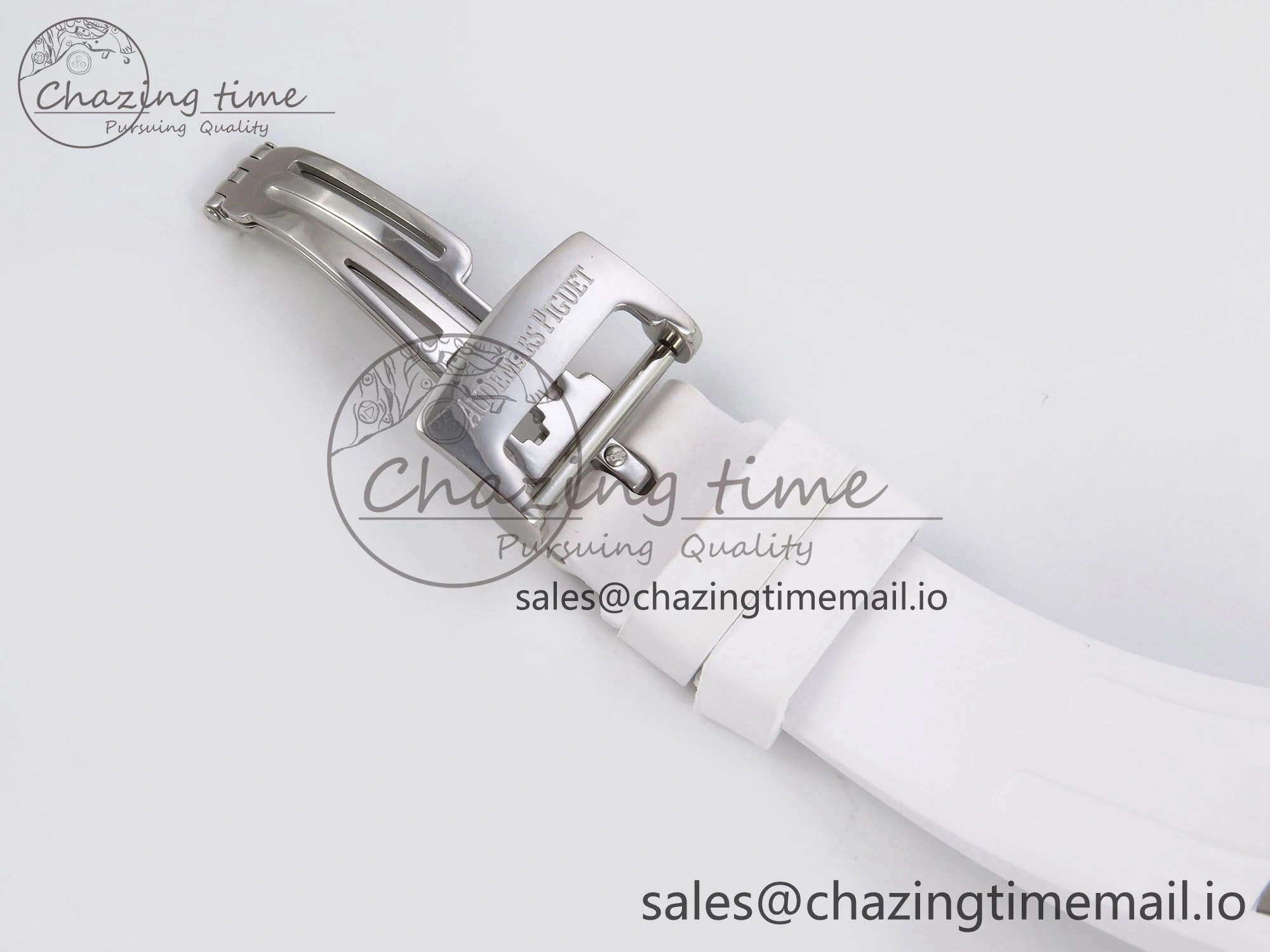 Royal Oak Offshore Ladies 33mm SS DRF Best Edition White Dial Diamonds Bezel on White Rubber Strap ETA Quartz