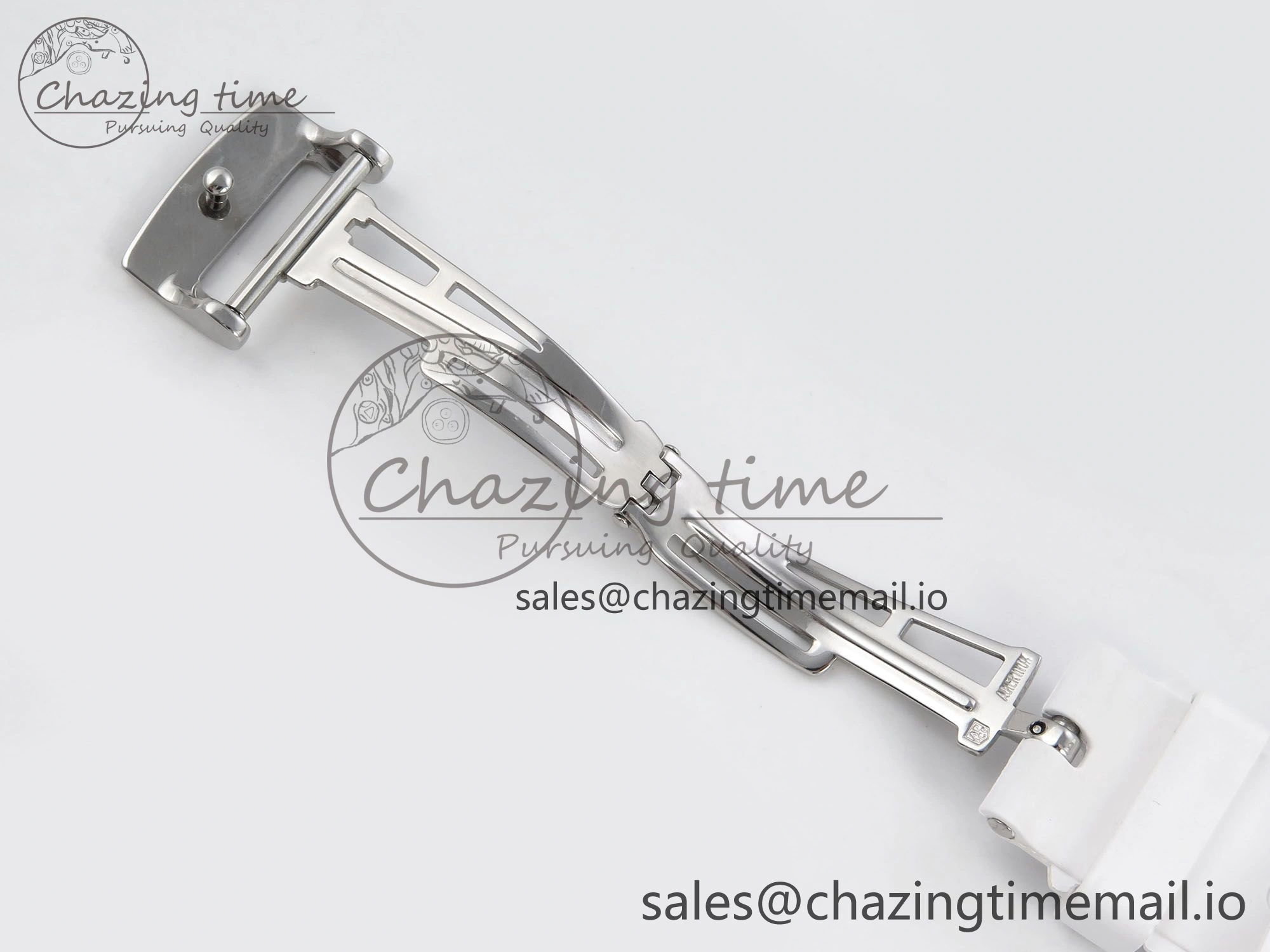 Royal Oak Offshore Ladies 33mm SS DRF Best Edition White Dial Diamonds Bezel on White Rubber Strap ETA Quartz