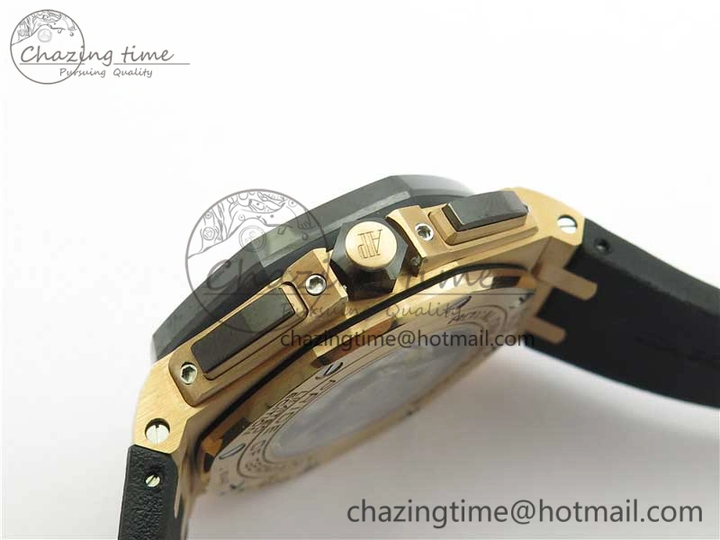 Royal Oak Offshore Pride Of Germany 44mm RG JF 1:1 Best Edition on Rubber Strap A3126 w  Cyclops and DW Mod V2