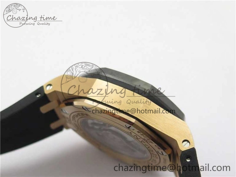 Royal Oak Offshore Pride Of Germany 44mm RG JF 1:1 Best Edition on Rubber Strap A3126 w  Cyclops and DW Mod V2
