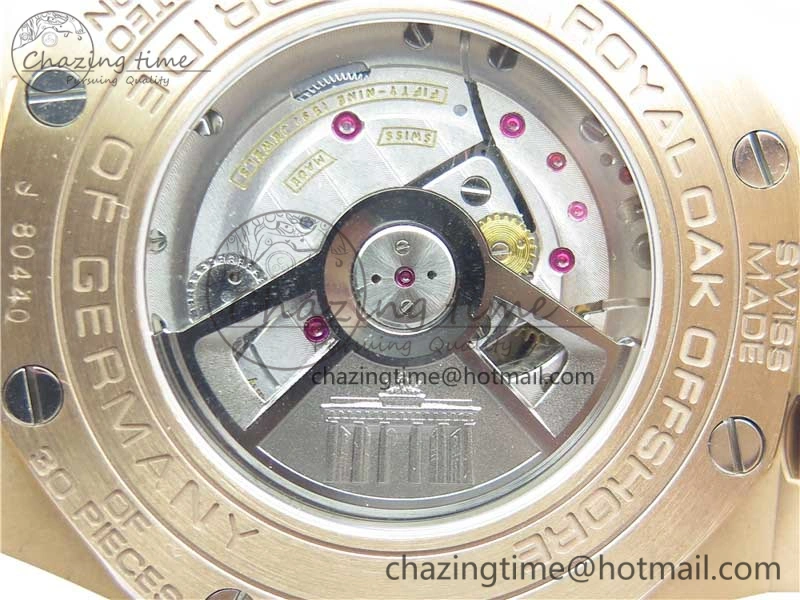 Royal Oak Offshore Pride Of Germany 44mm RG JF 1:1 Best Edition on Rubber Strap A3126 w  Cyclops and DW Mod V2