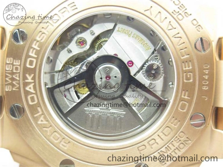 Royal Oak Offshore Pride Of Germany 44mm RG JF 1:1 Best Edition on Rubber Strap A3126 w  Cyclops and DW Mod V2