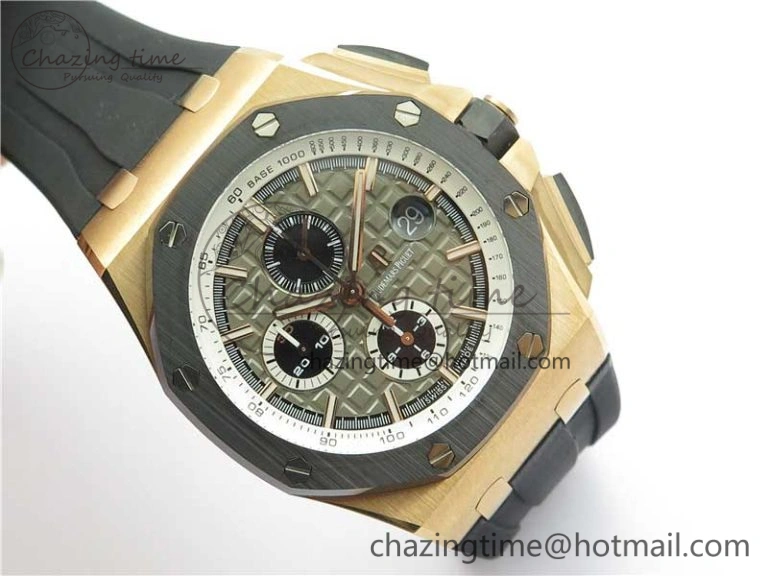 Royal Oak Offshore Pride Of Germany 44mm RG JF 1:1 Best Edition on Rubber Strap A3126 w  Cyclops and DW Mod V2