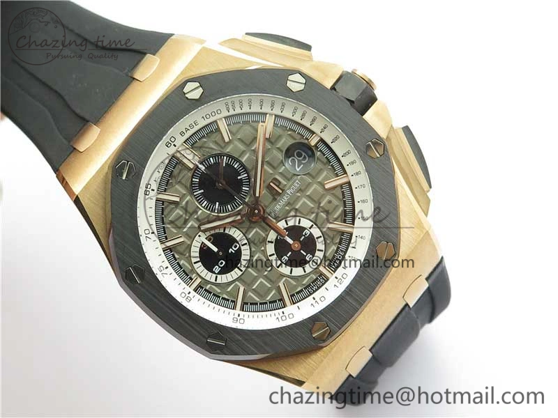 Royal Oak Offshore Pride Of Germany 44mm RG JF 1:1 Best Edition on Rubber Strap A3126 w  Cyclops and DW Mod V2