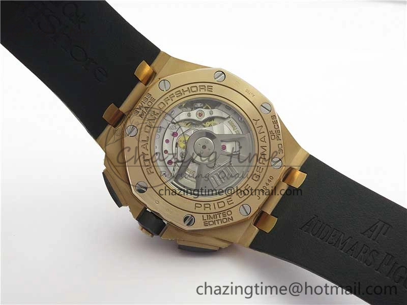 Royal Oak Offshore Pride Of Germany 44mm RG JF 1:1 Best Edition on Rubber Strap A3126 w  Cyclops and DW Mod V2