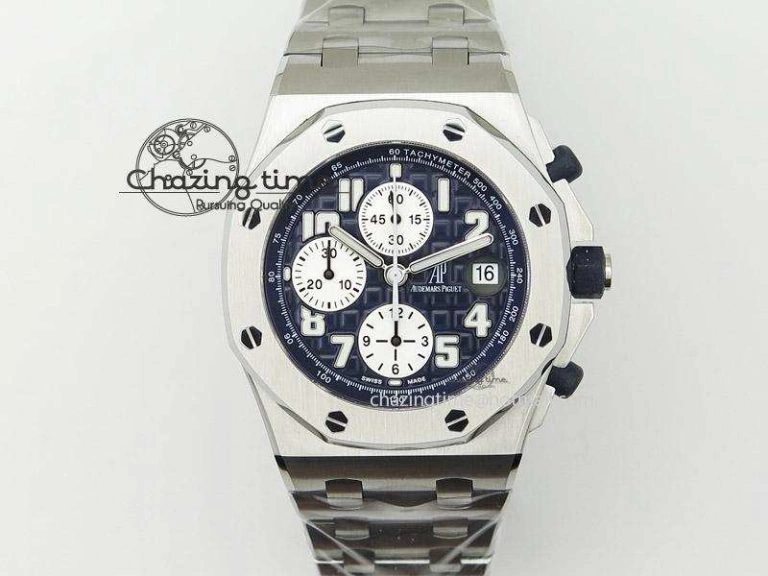 Royal Oak Offshore RG Full Paved Diamonds JF Best Edition on Black Leather Strap A7750