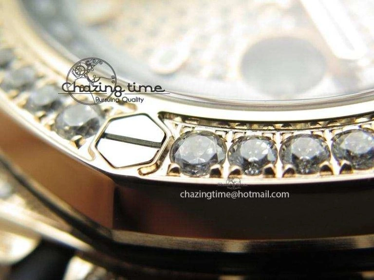 Royal Oak Offshore RG Full Paved Diamonds JF Best Edition on Black Leather Strap A7750