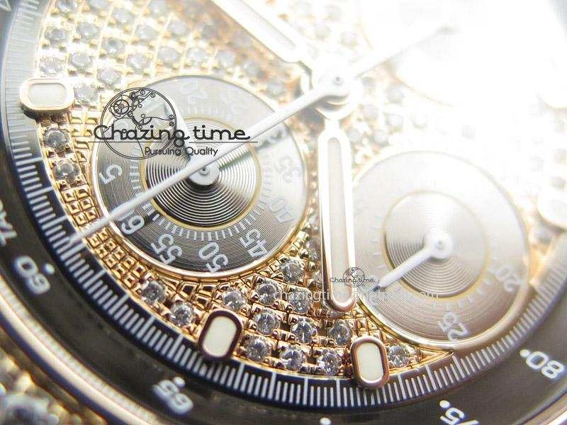 Royal Oak Offshore RG Full Paved Diamonds JF Best Edition on Black Leather Strap A7750