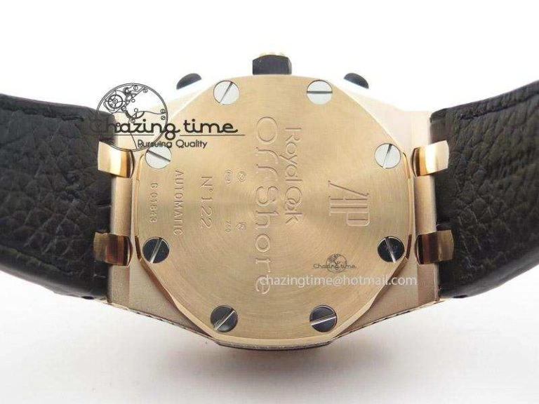Royal Oak Offshore RG Full Paved Diamonds JF Best Edition on Black Leather Strap A7750