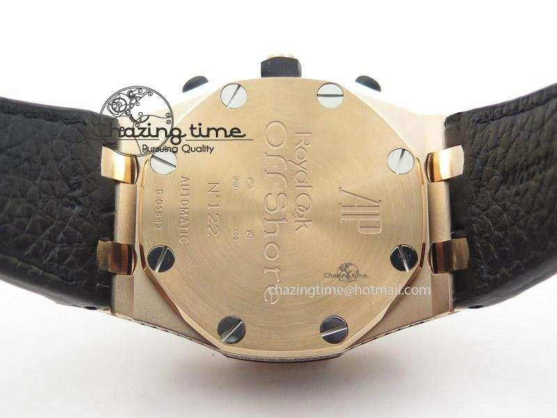 Royal Oak Offshore RG Full Paved Diamonds JF Best Edition on Black Leather Strap A7750
