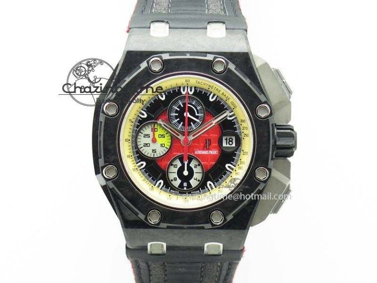 Royal Oak Offshore RG Full Paved Diamonds JF Best Edition on Black Leather Strap A7750