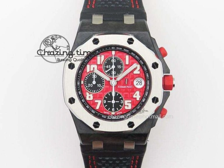 Royal Oak Offshore RG Full Paved Diamonds JF Best Edition on Black Leather Strap A7750
