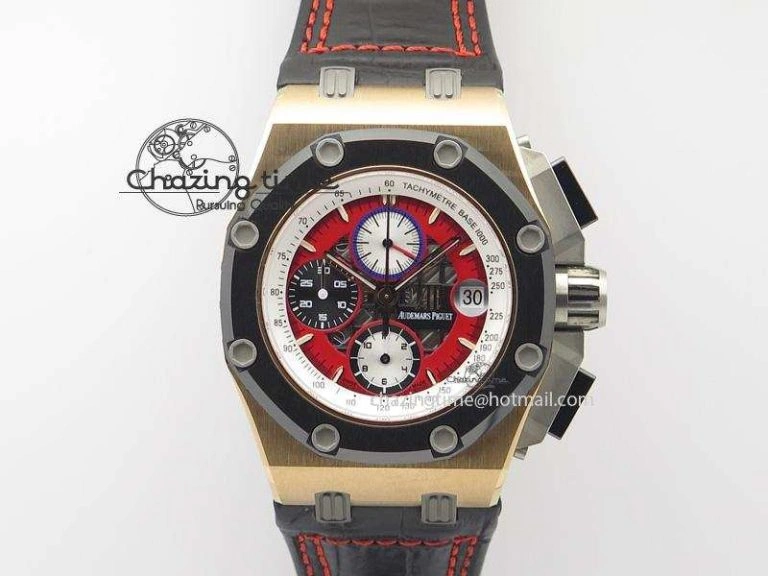 Royal Oak Offshore Ruben Barrichello III RG JF Best Edition On Black Leather Strap A3126