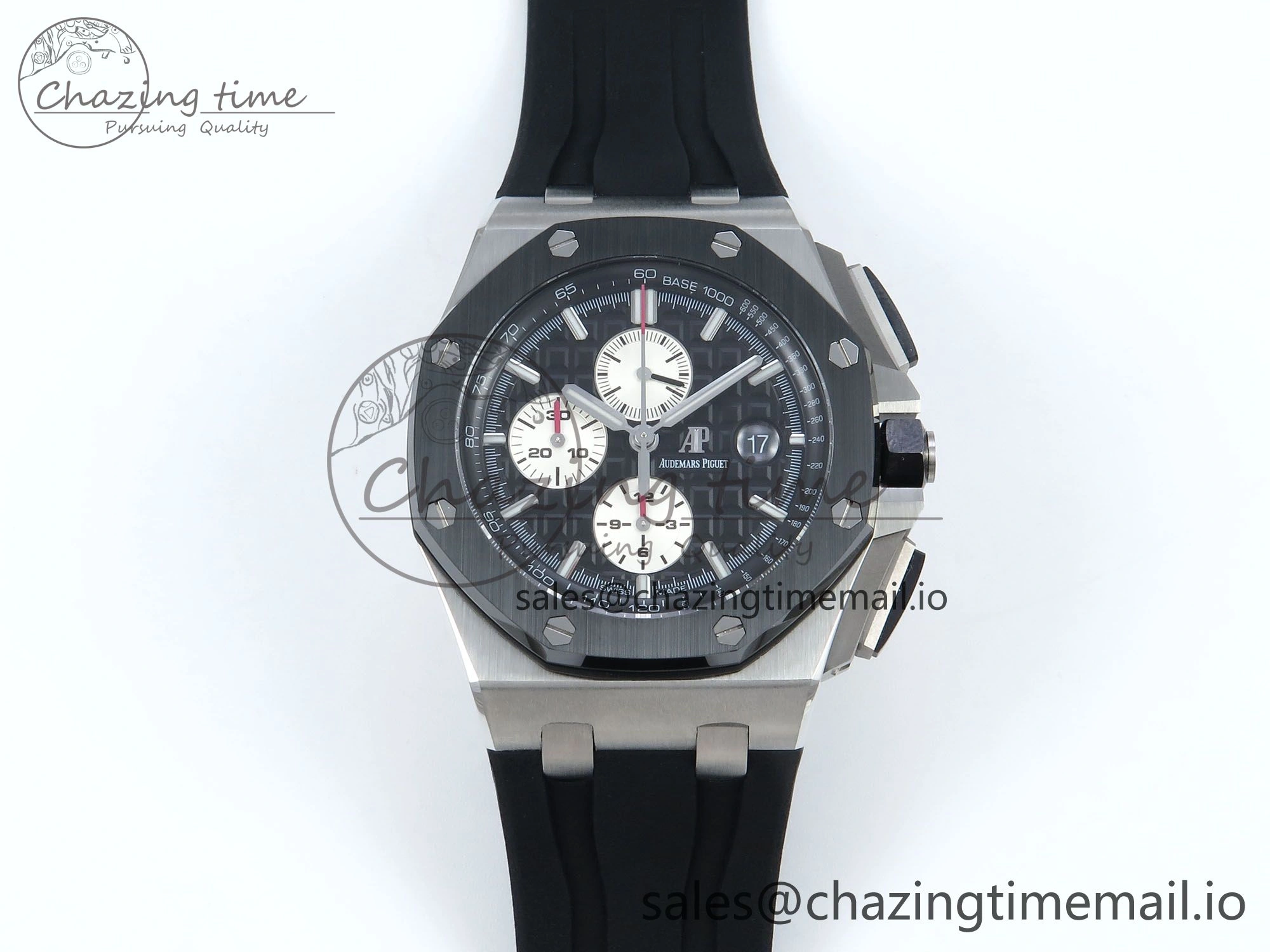 Royal Oak Offshore SS APF Best Edition Black White Dial on Black Rubber Strap A3126